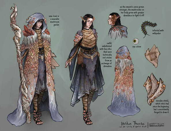 [Personal Work] Character design for my Circle of Spores druid from a D&D campaign