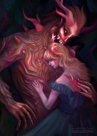 [Zine Contribution] Page art for the horror edition of The World Beyond, a zine by transmasculine artists and writers
